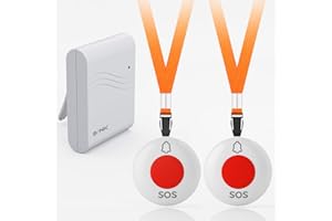 OLINK Caregiver Pager Wireless Call Button Elderly Emergency Alert System 600+ Feet for Home/Elderly/Patient/Disabled (2 Call Buttons + 1 Receiver)