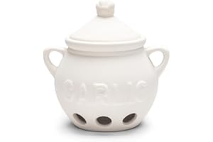 Fox Run Garlic Keeper and Storage, White Ceramic, 5.25" x 4.25" x 5.5"