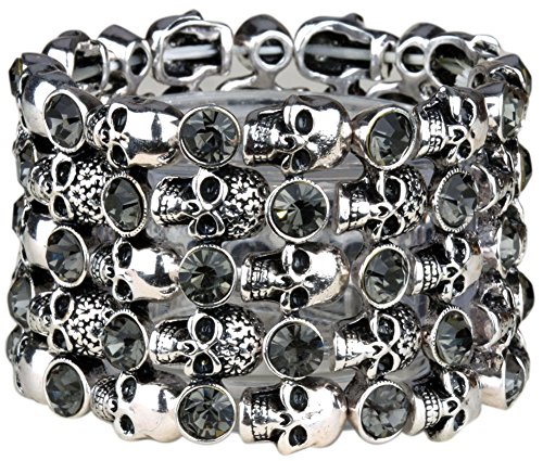 Angel Jewelry Women's Crystal Skull Stretch Cuff Bracelet