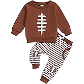 Baby Boy Fall Clothes Set Long Sleeve Football Print Sweatshirt Pants Toddler Infant Outfits 6 12 18 24 Months 2T