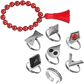 VNYIGDJS Hu Tao Rings Anime Hu Tao Cosplay Bracelet Rings Set, Adjustable Accessories