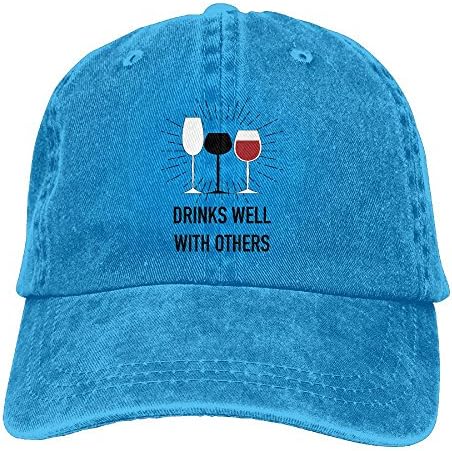 MISSNA Unisex Drinks Well With others Funny Beer Drinking Cotton Baseball Cap Vintage Snap Cap Hats Adjustable