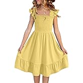 blibean Teen Girls Summer Dresses Smocked Sleeveless Sundresses with Pockets Size 6-15 Years