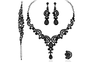 CSY Elegant Crystal Necklace Earrings Bracelet Ring Bridal Wedding Party Costume Jewelry Sets for Brides Women