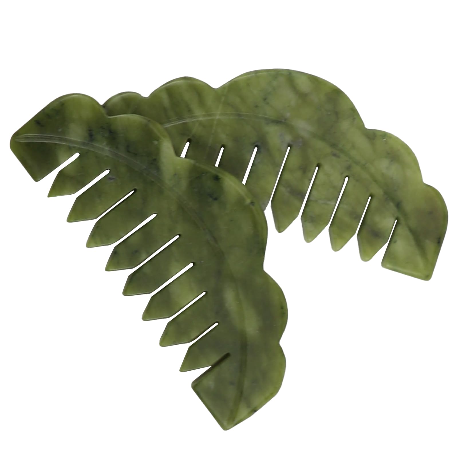 ZJIVQO 2-Pack Jade Massage Comb - Jade Gua Sha Scraping Massage Tool for Scalp, Face, Arm, Foot - Trigger Point Message - SPA Therapy