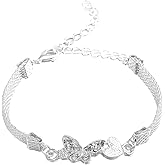 Silver Anklet Bracelets for Women Trendy, Dainty Charm Adjustable Ankle Bracelet Chain, Fashion Statement Waterproof Foot Jewelry, Anniversary Birthday Valentine's Day Gifts.