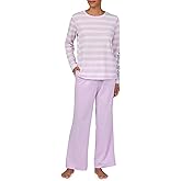 Nautica Womens Matching Long Sleeve Pajama Top & Pants Set - Lightweight French Terry - Sleepwear & Loungewear PJs Sets