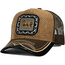 Straw Design Metallic Rodeo Cowboy Horse Metal Logo Trucker