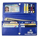 RFID Blocking Wallet, Women RFID Blocking Genuine Leather Bifold Change Wallet Clutch