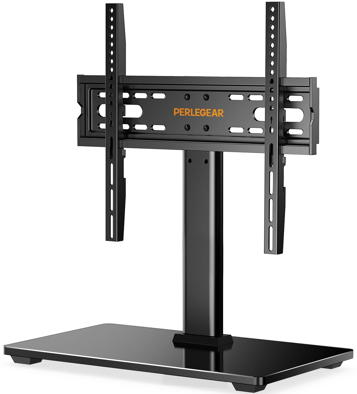 Perlegear Universal TV Stand for 32-60 Inch TVs up to 40 KG(88 lbs), Height Adjustable Table Top Tv Stands, TV Mount Stand with Tempered Glass Base & Cable Management, Max VESA 400x400mm