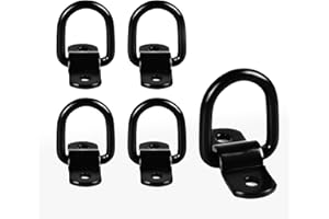 Cavo 10 PCS 1/4" Steel D-Ring Tie Down Anchors, 2400 lbs Heavy Duty Lashing Rings Kit for Trailer Pickup Van ATV SUV RV Boat Motorcycle, Cargo Surface Mount Hooks, Trucks Bed Anchors, Black