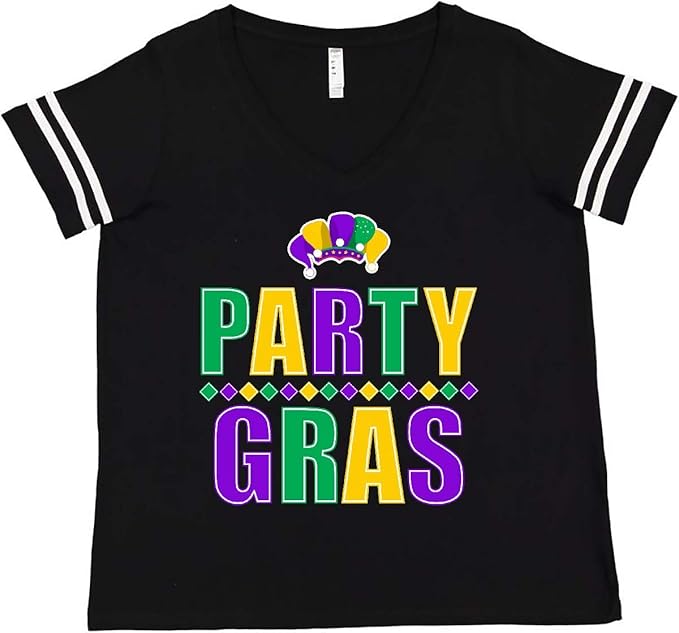 Amazon.com: inktastic Party Gras Mardi Gras Women's Plus Size V-Neck: Clothing