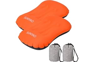 SUNYAO Ultralight Inflatable Camping Pillows - Compressible, Compact, Inflatable, Comfortable, Ergonomic Pillow for Neck & Lumbar Support While Camping,Backpacking,Hiking