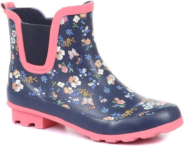 Pavers Women’s Ankle Wellies in Flower Print with Cushioned Insole ...