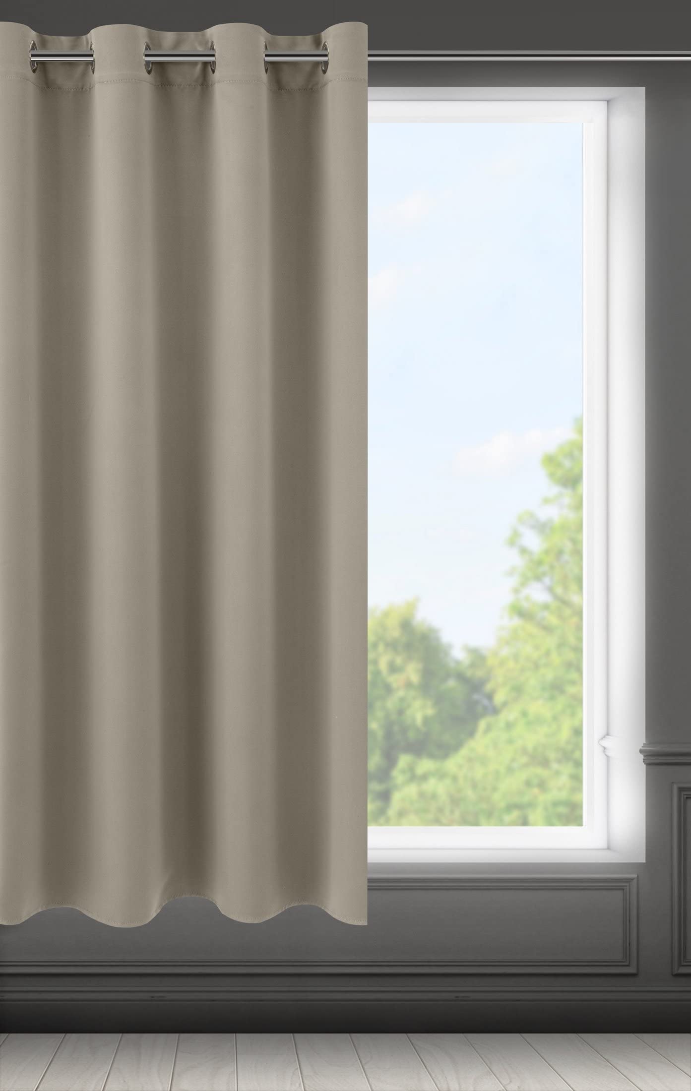 Eurofirany LOGAN Blackout Curtain - 1 Unit Eyelets, Light blocking Room Darkening Bedroom Living Room, W55 x L69, Cappuccino