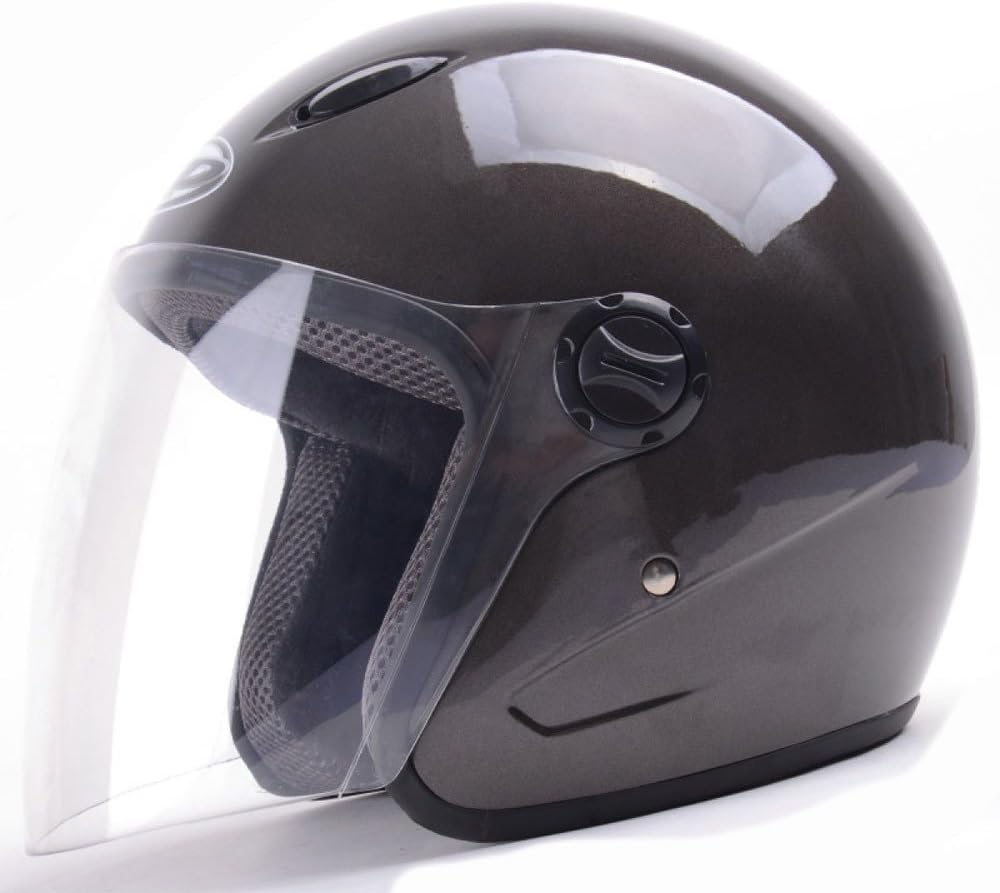 OGERT Four Seasons Universal Electric Motorcycle Helmet Female Half Helmet Lightweight Winter Keep Warm Hard Hat Male Summer Sun Protection,BlackAndGrayWithAnti-fogLenses-OneSize
