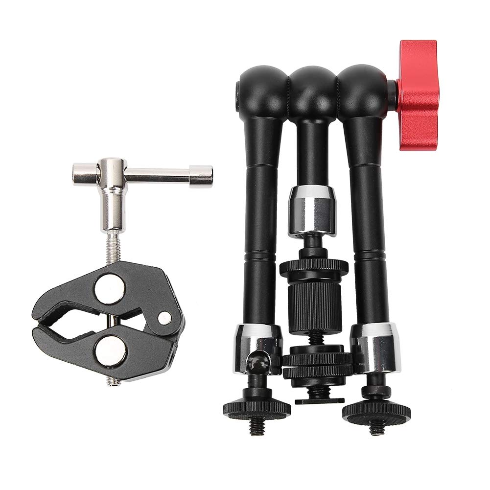 11'' Articulating Magic Arm,Super Clamp Crab Pliers Clip,Premium Stable Photography Bracket with 360° Ball Head,Cold Shoe Mount,1/4'' Screw for DSLR Camera/Microphone/Monitor/LED Flash Light