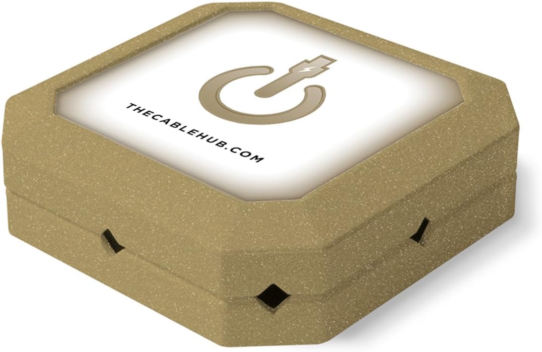 CableHub - Cable Management Solution - Weighted to organize power cords and charging accessory cables on desktop - Square (Metallic Gold)