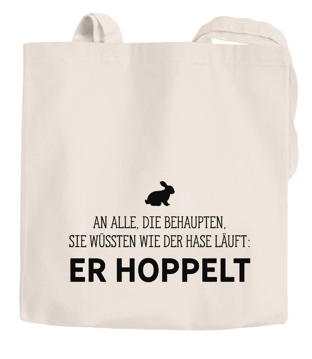 Jute Bag for anyone know how the Rabbit It Run Hoppelt Special Cotton Fabric Bag Handle Bag Moon Works® 2 lange Henkel Hoppelt Natur