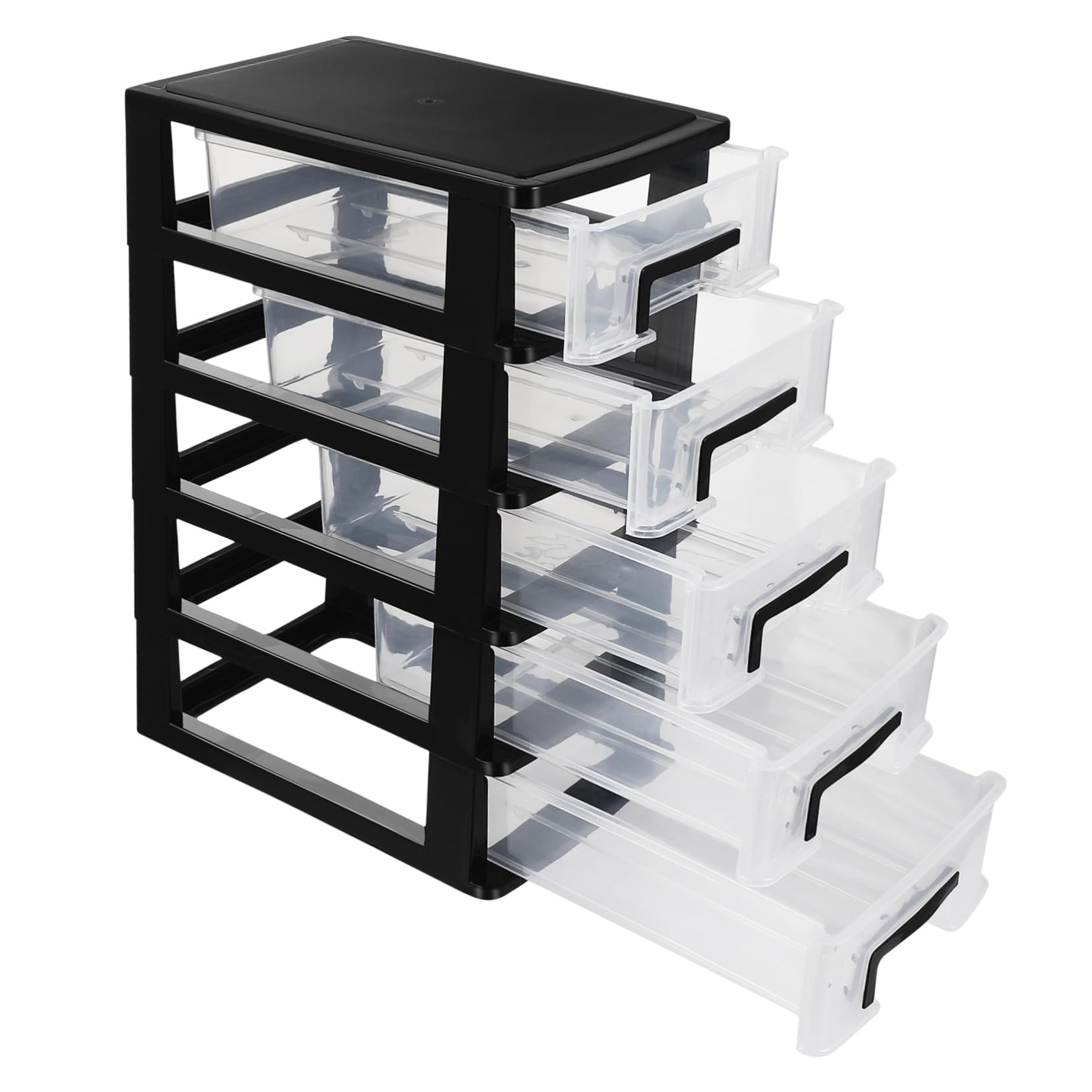 Cabilock Clear Desktop Storage Unit with 5 Drawers Plastic Drawers Organizer, Small Desktop Storage Drawers Desktop Drawer Units for Stationery and Cosmetics, 8.29X5.97X12.34in