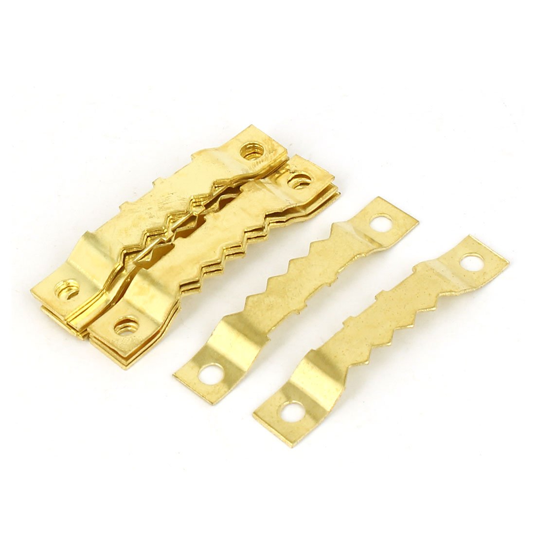 sourcing map 45mm x 8mm Double Hole Sawtooth Picture Frame Hanging Hangers 10PCS w Screws
