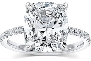 RODIFFY 4CT Cushion Cut Promise Ring for Women, White/Yellow Stone 5A Grade Cubic Zirconia S925 Silver Yellow/White/Rose Golden Engagement Ring