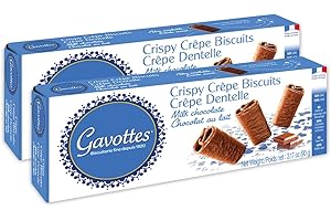 Gavottes French Milk-Chocolate-Covered Mini Crispy Crepes 2 Pack | Ready to eat Crispy Crepes | Gavottes Crispy Crepes From France | Mini Chocolate Covered Crispy Crepes (2 Packs of 18 | 2x3.17oz/90g)