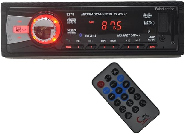Amazon Polarlanderカーラジオオーディオusbポート Sdカードスロット リモートでプレーヤーレシーバーブルートゥースハンズフリー プレーヤー レシーバー 車 バイク