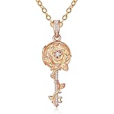 Lmoneta Key Pendant Necklace 925 Sterling Silver Key Pendant Christmas Necklace Love Jewelry Gifts for Women