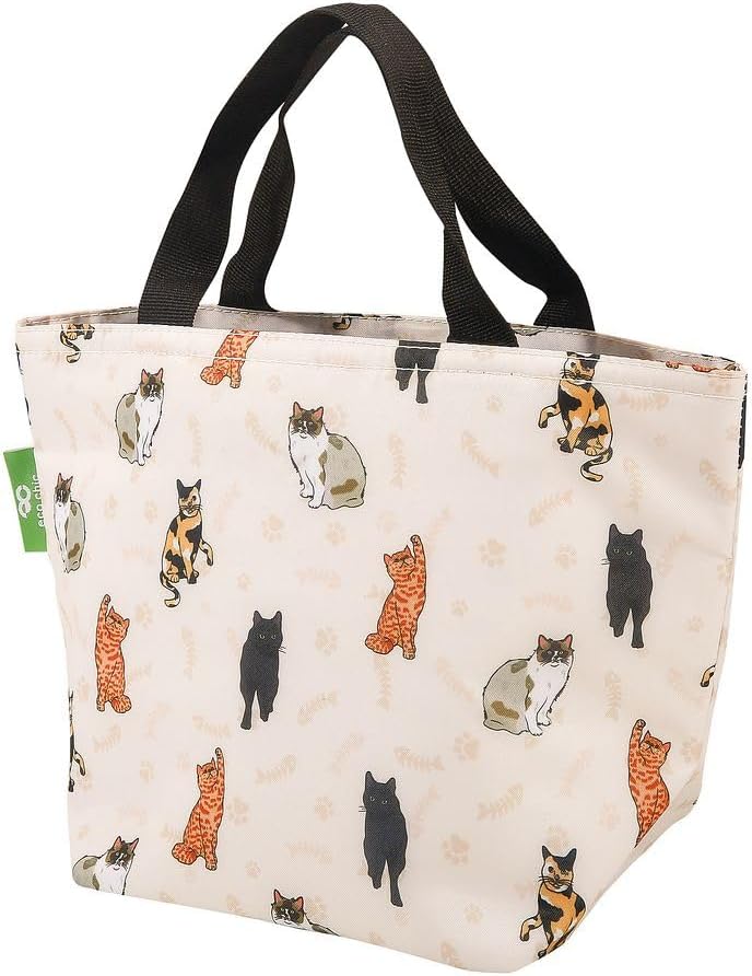 Eco Chic Eco-Chic Lightweight Foldable Insulated Lunch Bag Ditsy Black