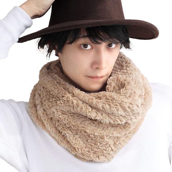 Amazon ファー スヌード メンズ 人気 キッズ ネックウォーマー 厚手 防寒 ファーマフラー 無地 ギフト 口01 ベージュ口 ネックウォーマー 通販