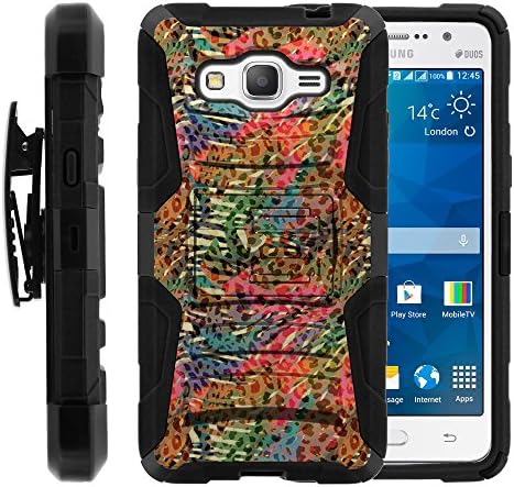 Galaxy Grand Prime Case, Galaxy Grand Prime Holster, Two Layer Hybrid Armor Hard Cover with Built in Kickstand for Samsung Galaxy Grand Prime SM-G530H, SM-G530F (Cricket) from MINITURTLE | Includes Screen Protector - Rainbow Animal Pattern