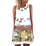 Lookatool Dress, Vintage Boho Women Summer Sleeveless Beach Printed Short Dress
