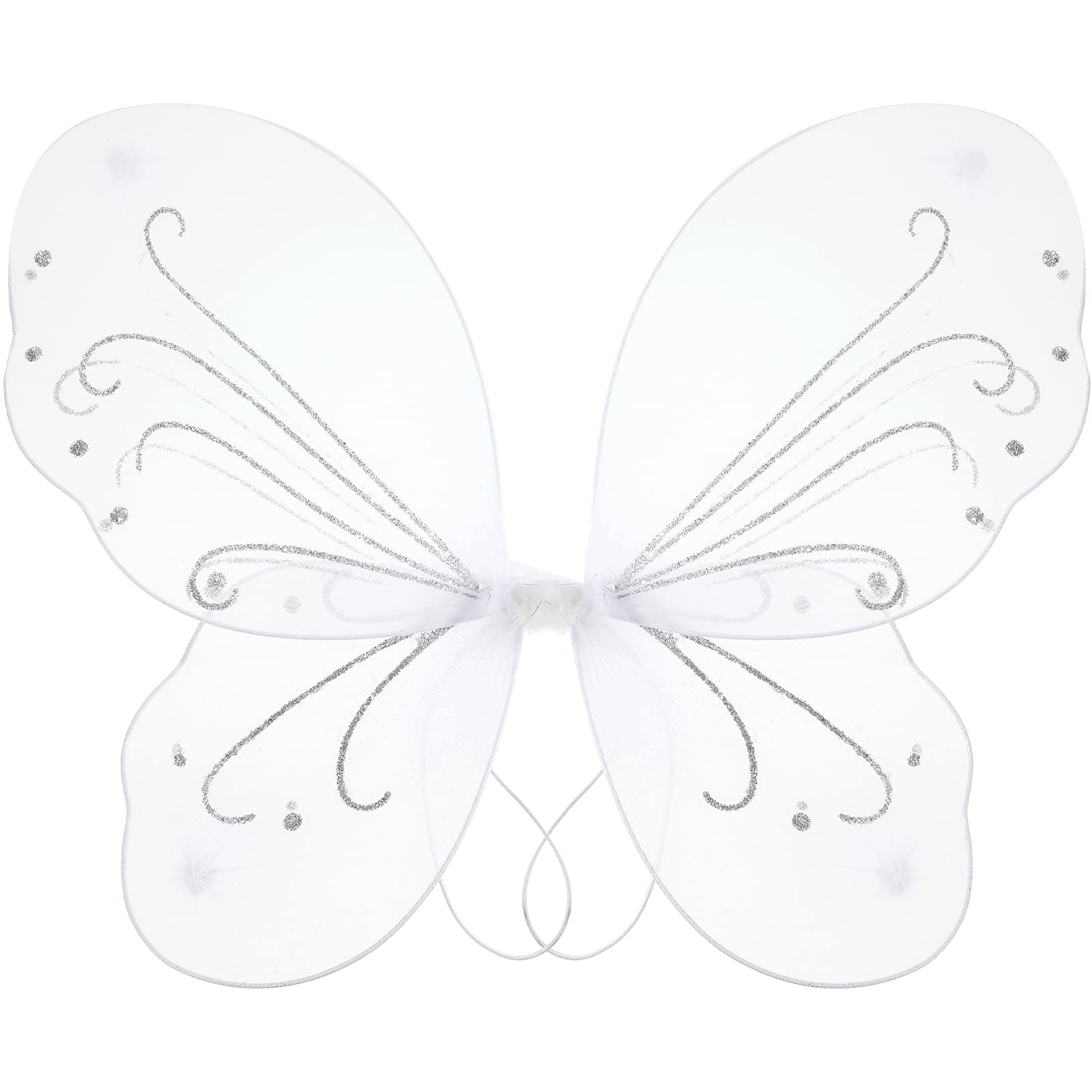 Glitter Butterfly Fairy Medium Size White Butterfly Angel Glitter Fairy Angel Girls Ladies Fancy Dress Costume Accessory for Little Girls and Little Princesses Aged 3-8 (16.1 x 13.4 Inch)