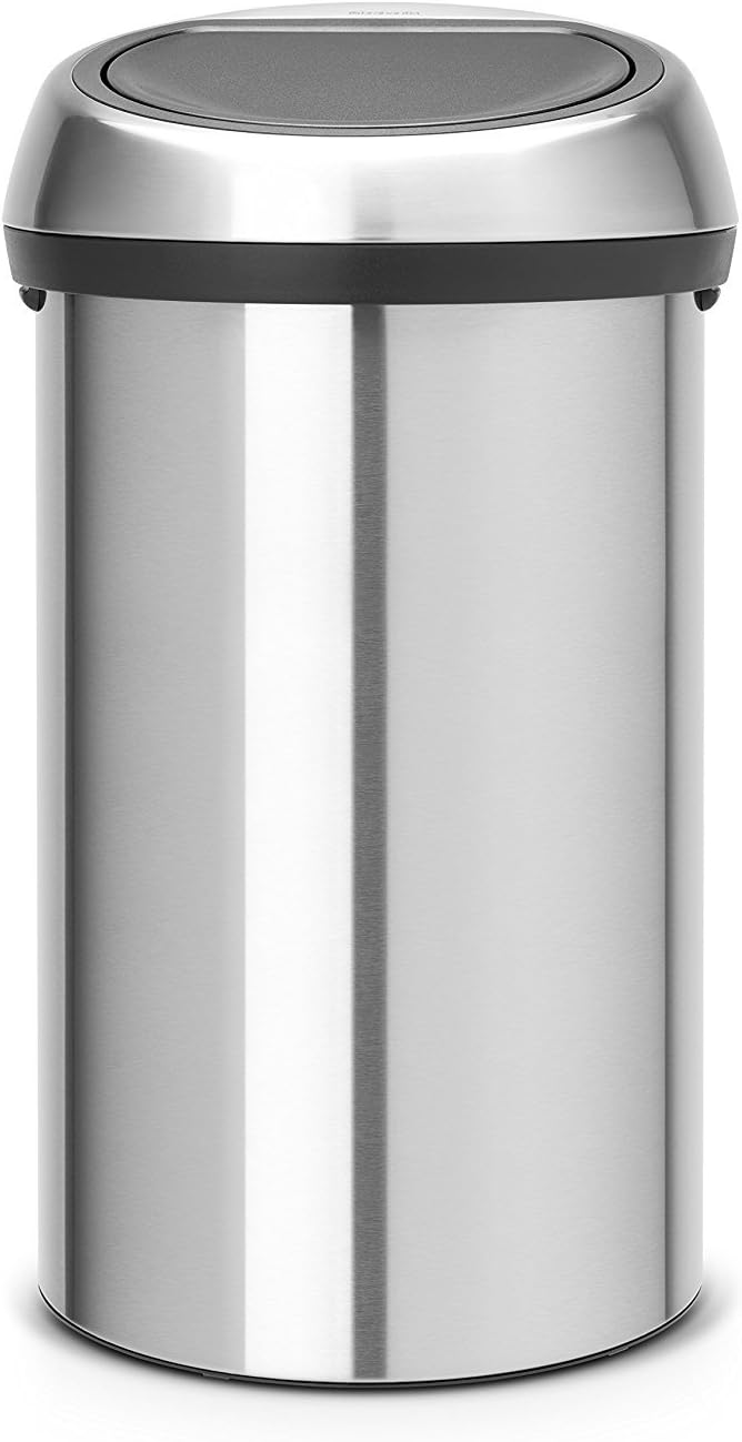 Brabantia 60 Litre Large Kitchen Touch Bin Matt Steel Removable Lid