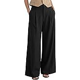 Arach&Cloz Womens Linen Blend Wide Leg Palazzo Pants All-Season Business Casual Outfits Dress Trousers