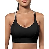 Grace Form Sports Bra for Women Strappy Medium Support Push Up Padded Sports Bra for Running Workout Bra Yoga Bra
