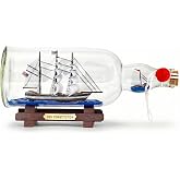 NAUTIMALL 11inch Black Pearl Caribbean Pirate Dual Model Ship in a Bottle Glass Ornament Table top Nautical Home Decoration Mayflower USS Constitution USCG Eagle Gift for boy (Con-B-27)