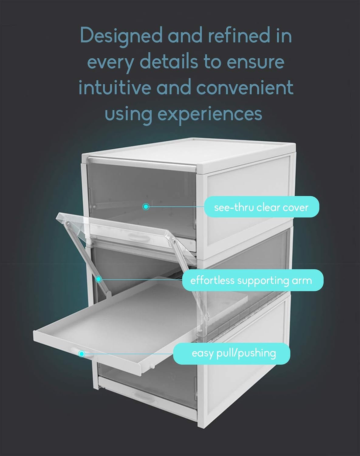 transparent drawer shoes box on Amazon Com Cozyblock Stackable Shoe Box Clear Shoe Storage Box Shoe Drawer Smart Pull Out Sliding Shoe Container Sneakers Display Organizer Set Of 4 Home Improvement