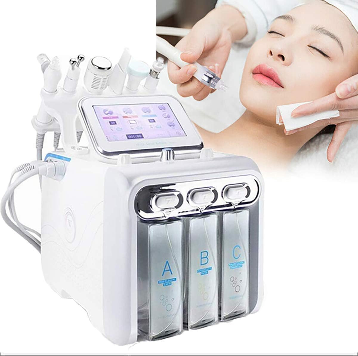 Gxet 6 in 1 Water Hydrogen Oxygen Beauty Machine Hydro Dermabrasion Clean Facial Skin Care Jet Peel Machine Professional Skin Rejuvenation Small Bubble Device