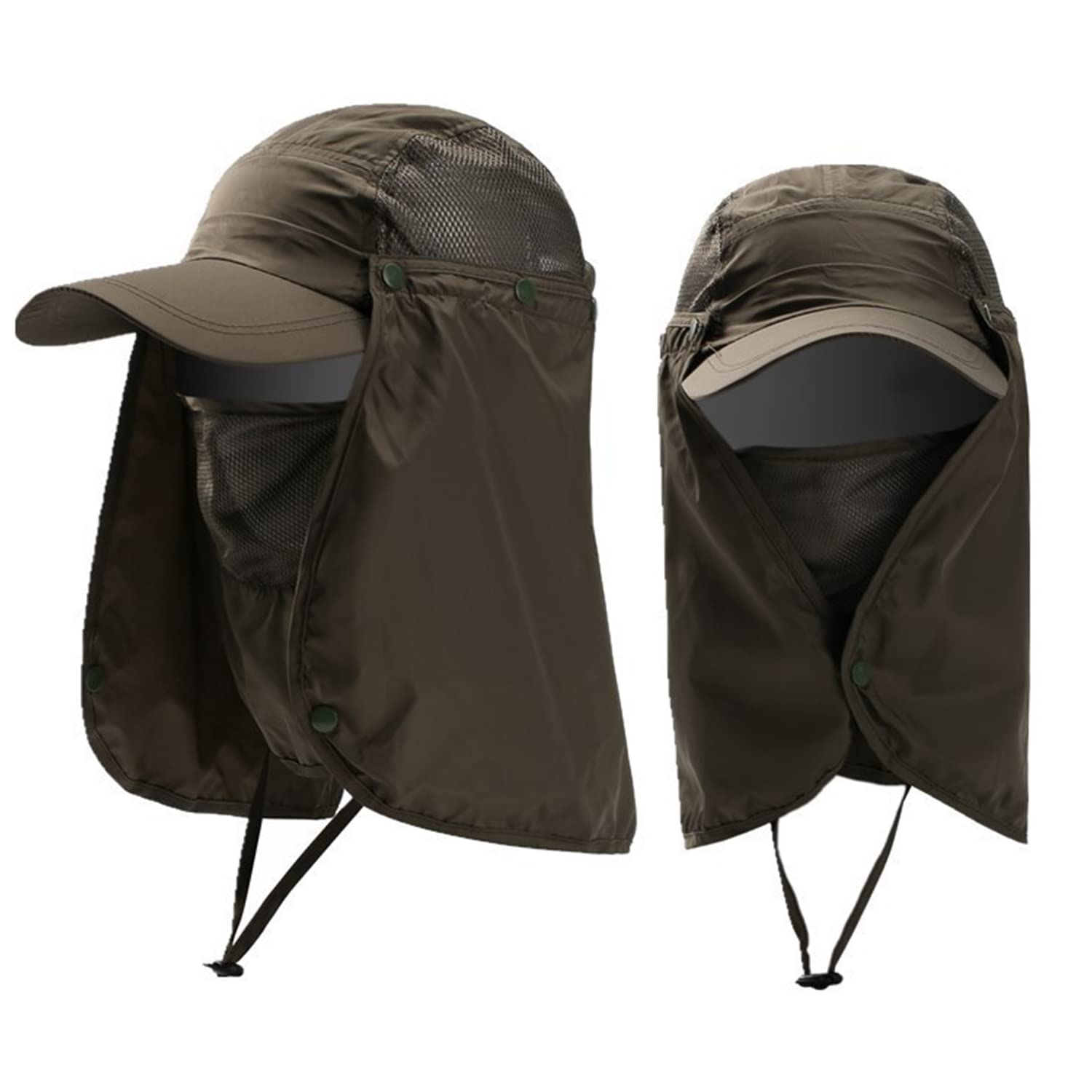 Sun Hat with Detachable Neck Face Flap Cover UPF 50+ Protection Wide Brim Fishing Hat Breathable Mesh Baseball Cap Quick Dry Outdoor Sun Visor Hat for Men Women Cycling Camping Hiking Walking Travel