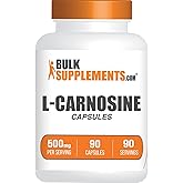 BulkSupplements.com L-Carnosine Capsules - Carnosine Supplement, Antioxidants Supplement, Carnosine 500mg - Gluten Free, 1 Capsule per Serving, 90 Capsules (Pack of 1)