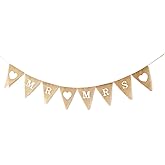 LWR CRAFTS Burlap Bunting Banner Triangle Heart MR MRS
