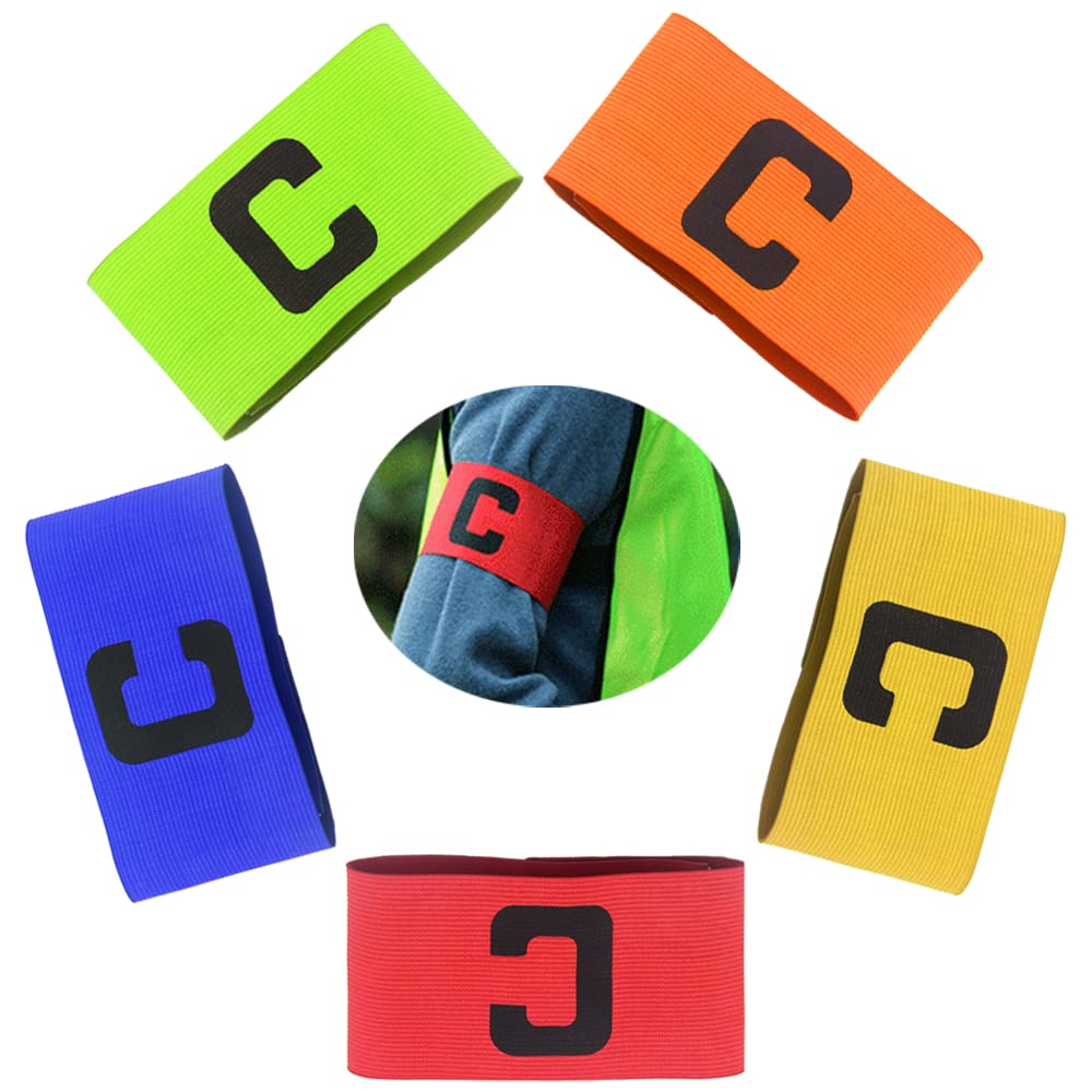 Yingcen 5 pcs Unisex Captains Armband C Captain Armband Multicolor Adjustable Sports Captains Armband for Hockey Football Multiplayer Ball Games