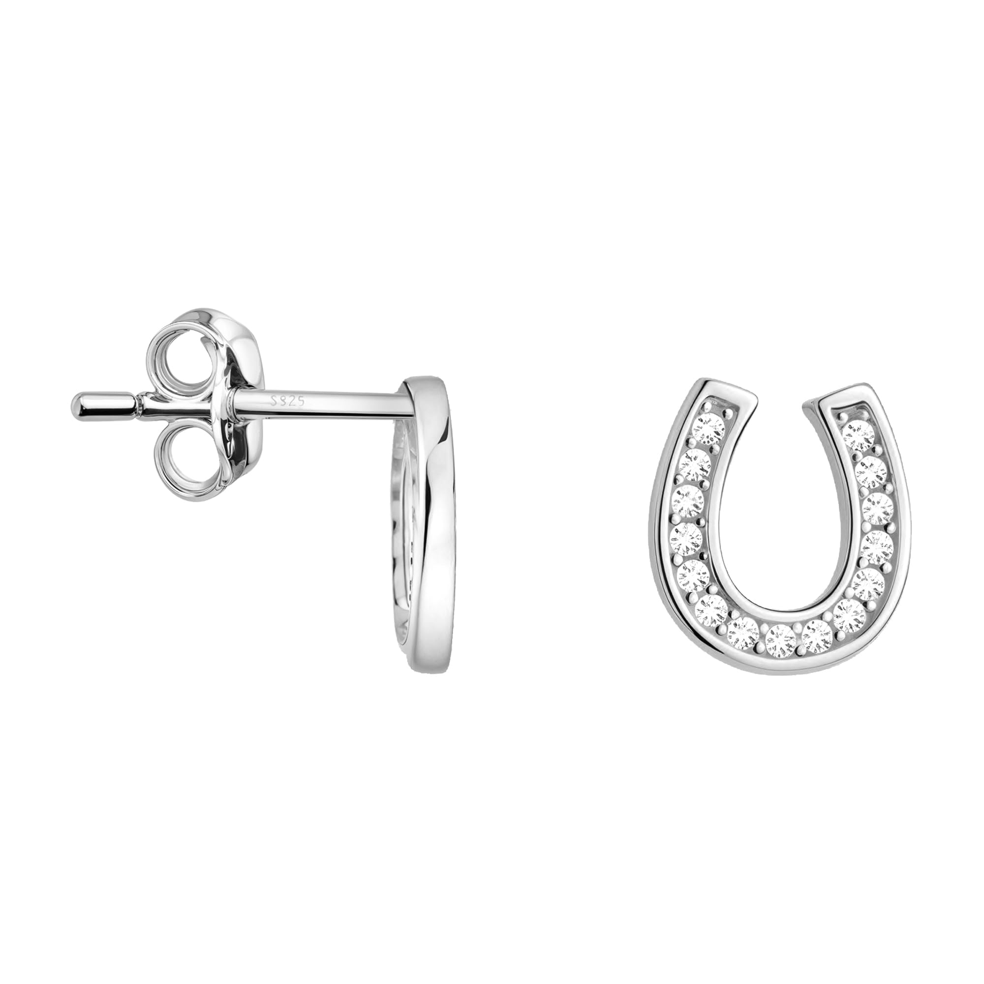 SOFIA MILANI - Women's Earrings 925 Silver - With Zirconia Stones - Horseshoe Stud Earring - E0728