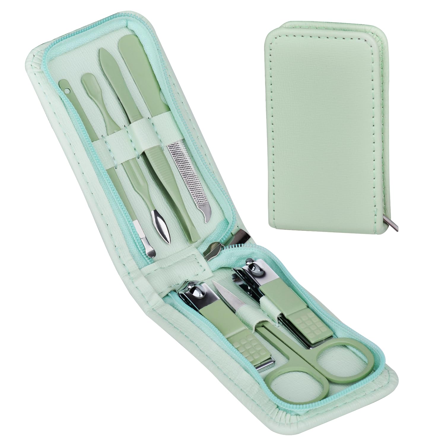 Photo 1 of 7 Pcs Manicure Set Stainless Steel Nail Clippers Kit, Nail Care Beauty Tools Set Christmas Stocking Stuffers, Christmas Gifts for Men and Women Travel Grooming Kit With Zipper Leather Case