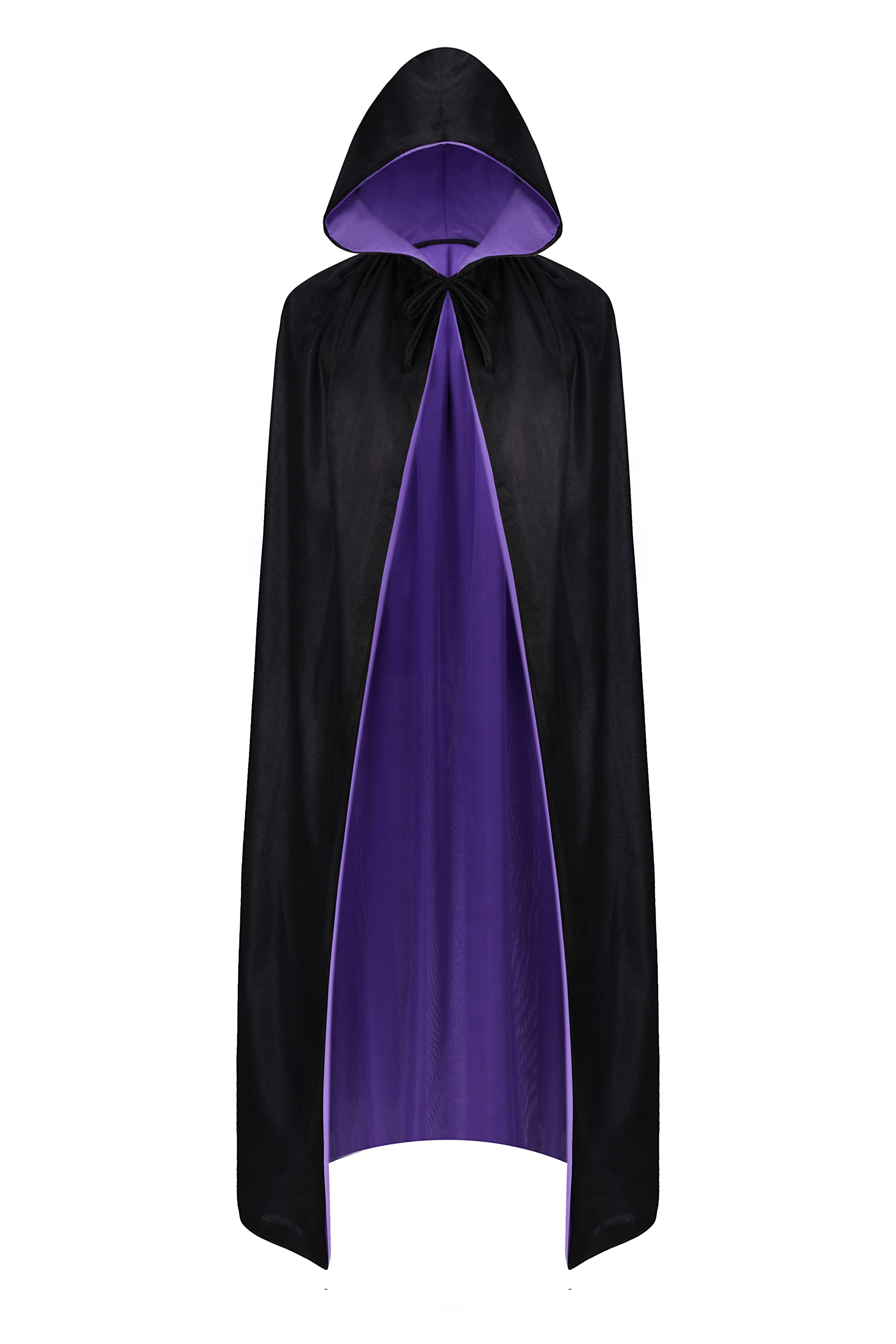 Regenboog 59inch(150cm) Kids Reversible Cape with Hood,Black and Purple Cape,Halloween Christmas Costume,Masquerade,Dress up,Wizard,Witch,Vampires Cloak — image 1