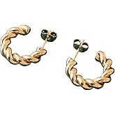 Twisted Braided Hoop Earrings Retro Irregular Design 18K Lightweight Stainless Steel Stud Earrings for Women Fashion Jewelry Gift