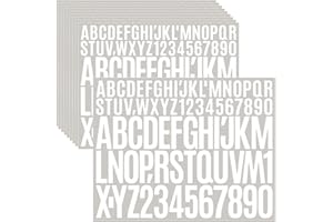 Jiepuxiter 10 Sheets 780 Pcs Vinyl Letter & Number Stickers - Waterproof, Self-Adhesive Alphabet for Mailbox, Door, Window, Cars, Boats, Address (White, 1in&2in)