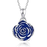BEILIN 925 Sterling Silver Rose Flower Necklace Rose Pendant Necklaces Jewelry for Women